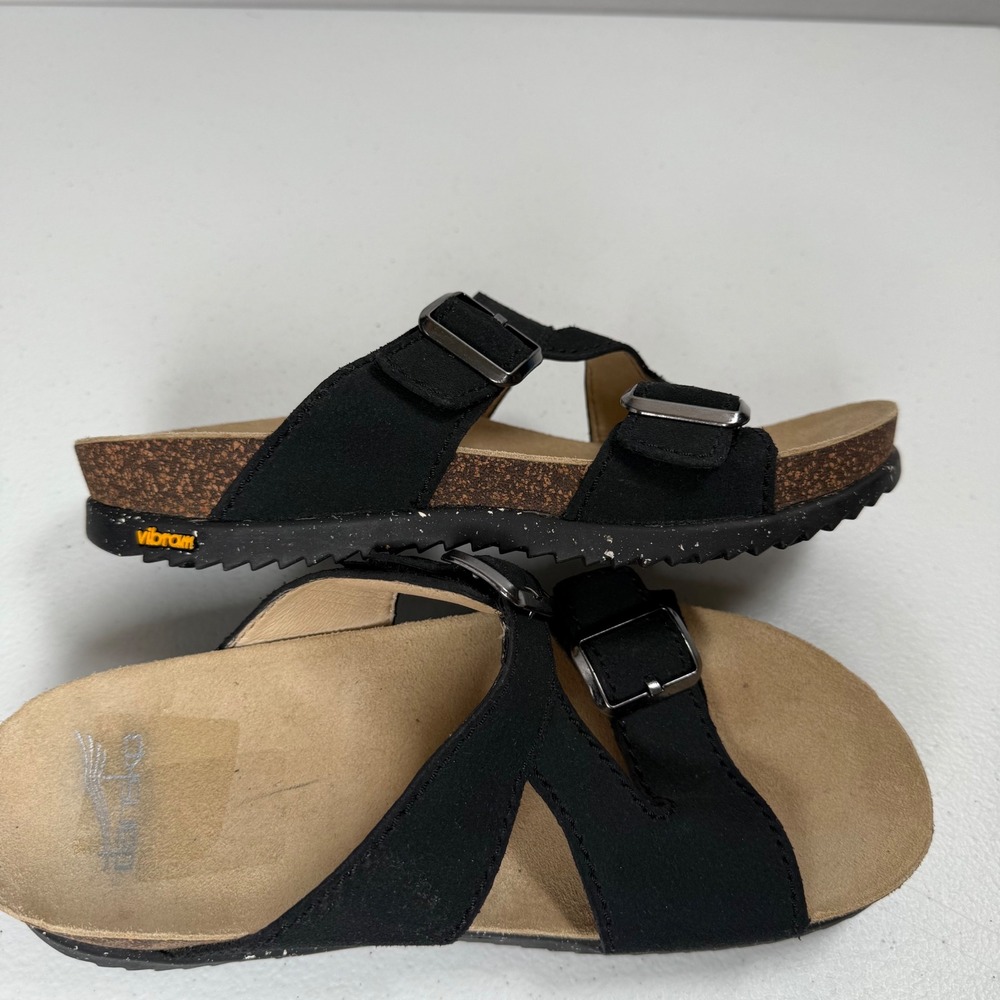 Dansko Dayno Slip on Black Suede Adjustable Strap Sandals Size 37 - Picture 8 of 9